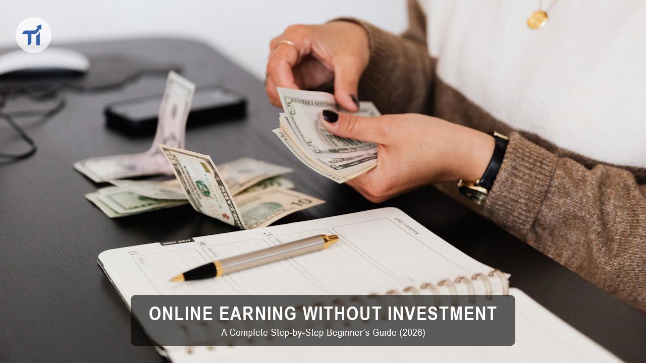 Online earning without investment showing passive income growth through blogging, adsense, and affiliate marketing