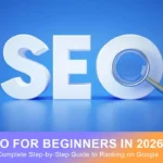SEO for beginners guide showing search engine ranking strategy and website optimization process